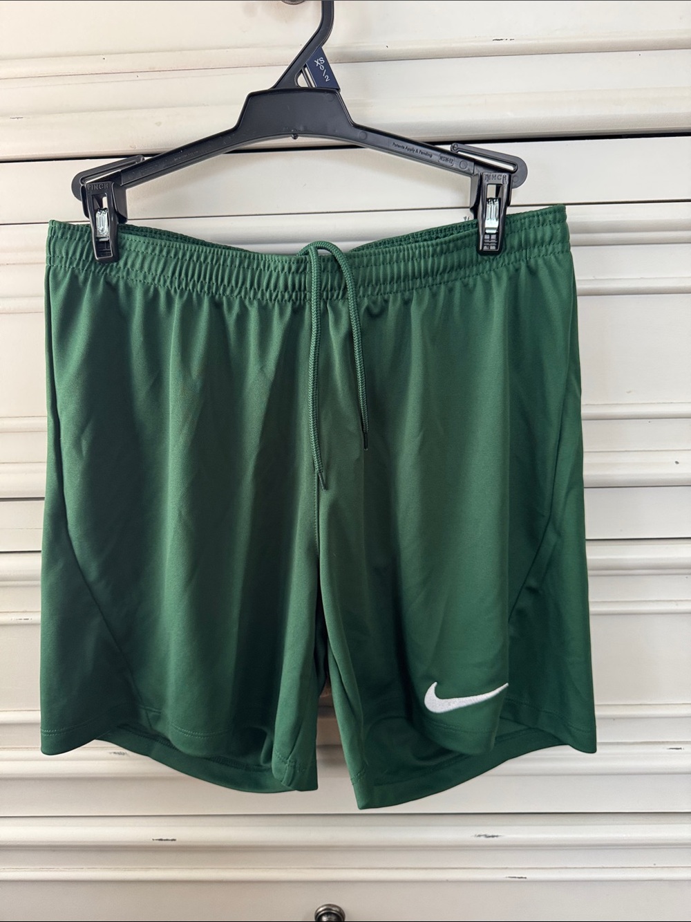 Nike Men's Performance Green Athletic Shorts with White Swoosh